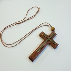 나무 십자가 차걸이, 1개, 브라운