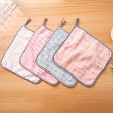 珊瑚絨抹布 雙面加厚 吸水強 洗碗布 廚房清潔 家用擦拭布 百潔布 擦桌布+菠萝格包边25*25+裸装（颜色随机）, 1個, 菠萝格包边25*25:裸装（颜色随机）