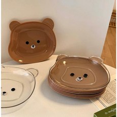 熊熊小餐盤 碟子 點心盤 零食盤 蛋糕盤 水果盤 餐具 碗盤 餐碗 INS風 網美拍照 廚房用品, 1個, 白色