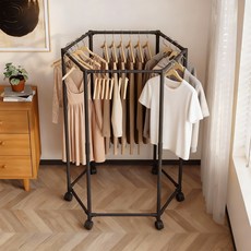 톰유 이동식 옷걸이 회전 미니 행거, 블랙