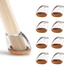 식탁 의자 발커버 층간 소음방지 원형 다리 의자캡, 8개, 투명