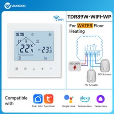 3A 수냉식 바닥 난방 시스템 스마트 WIFI 온도 조절기중앙 액추에이터 포함 8개 서브챔버 허브 컨트롤러 보일러용 연결, [10] TDR89W-WIFI-WP, 10) TDR89W-WIFI-WP, 10) TDR89W-WIFI-WP