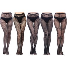 JALIYO 섹시한 망사 스타킹 꽃무늬 레이스 팬티 패턴 레깅스 타이즈 스타일 D 5쌍