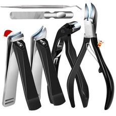 노인용 발톱깎이 - 6 in 1 대형 직선 및 비스듬한 손톱깎이 세트 두껍고 내향성 발톱용 긴 손잡이가 있는 튼튼한 와이드 조 네일 커터 남성 여성 성인용