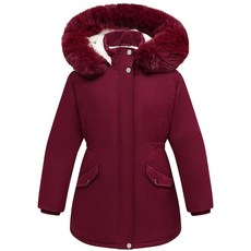 다운 패딩 코트 숏패딩 자켓 재킷 경량 아우터 CICVSOC 여아용 롱 방수 겨울 따뜻한 파카 후드 포함 Claret06 168835