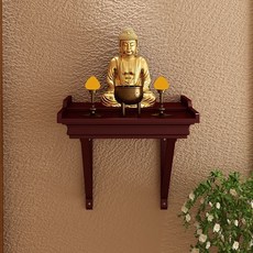 家用實木壁掛式佛龕立櫃供臺，神明桌/祖先桌/觀音底座神龕, 酒紅色大號     50*40, 1個