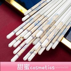 甜蜜cosmetics 景德鎮高顔值家用新款陶瓷不髮黴防滑耐高溫消毒青花瓷筷子, 1個, 耐高溫/防霉/防滑/抗菌,五雙