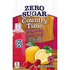 컨트리 타임 무설탕 라즈베리 레모네이드 온 더 고 분말 드링 Country Time Sugar-Free Raspberry Lemonade On-The-Go Powdered Drin, 0.48 온스(12팩), 1개, 13.6g