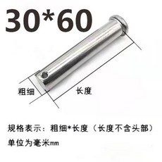 GB882 鍍鋅平頭帶孔銷軸 實心圓柱銷 M5-M30, 1個, 30*60 2個