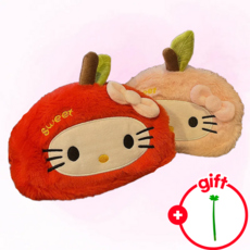 애플 키티 인형 필통 사과 리본 고양이 대용량 화장품 파우치 행운펜 증정 펜케이스 필기구 귀여운 필통 학생 우정템 생일 조카 새학기 선물, 1개, 레드키티