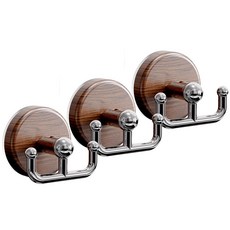 깔끔더하기 주방 강력 무타공 흡착식 후크, 3개, 우드