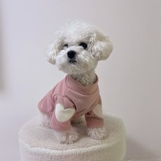 플라이업 강아지 하트 포인트 심플 티셔츠, 1개, 인디핑크