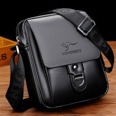 男款袋鼠圖案壓印斜背包, 黑色