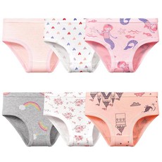 ELUTONG 여아용 속옷 100% 면 여아 팬티 부드럽고 편안함 만 2-8세 여아용 6팩 01 멀티컬러 4-5세 168971