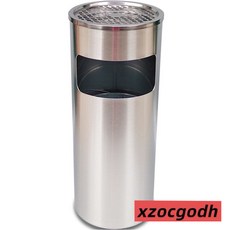 不銹鋼酒店大堂垃圾桶煙蒂柱滅煙桶帶煙灰缸室外吸煙區電梯口立式, 圓形不銹鋼加厚25*61（帶內桶）, 1個