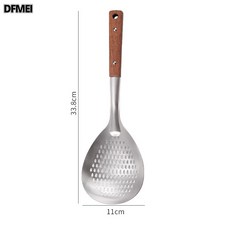 DFMEI 特大304不鏽鋼漏勺家用花椒漏勺廚房用品撈麪條餃子神器油炸濾勺, 1個, 201鋼實木柄花椒漏(小號):如圖