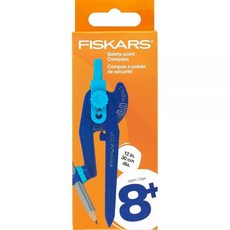 Fiskars 플라스틱 안전 포인트 나침반 만 8세 이상 - 최대 30.5cm(12인치)까지 완벽한 원을 그립니다. 잠금 메커니즘 포함 - 연필 포함 - 색상은 다를 수 있음, Fiskars 플라스틱 안전 포인트 나침반 만 8세 이
