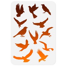 PET 창의 홈 스텐실 모듈식 패턴 디자인 벽면 장식 핸드메이드 DIY, 버드 196, 1개