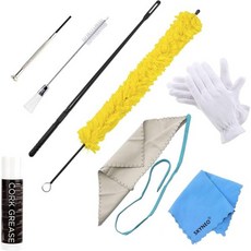 플루트 세척 키트에는 면 브러시 1개 면봉 양끝 먼지 막대 수리용 드라이버 코르크 그리스 장갑 한 켤레 천 2개가 포함 . 1890252, yellow