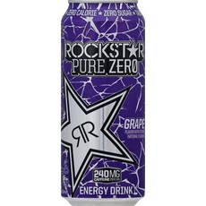 락스타 퓨어 제로 에너지 드링크 - 포도 - 473ml (16개 팩) Rockstar Pure Zero Energy Drink - Grape - 16fl.oz.(Pack of 16, Purple, 16개