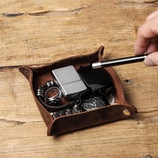 復古瘋馬皮手工製作方形桌面收納盒