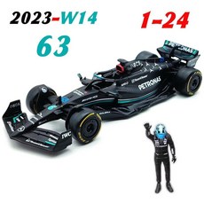 Bbugo 1 24 Mercedes-Amg Bnez F1 W14 Rb19 및 파일럿 피규어 다이캐스트 모델 조지 인형, 1-24 W14 63