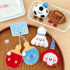 [사러왕]신나는 스포츠 인형키링 축구 공 럭비공 셔틀콕 탁구 키링 스포츠키링 가방고리 단체 선물 답례품