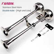 FARBIN-12V/24V 해양 보트 스테인레스 스틸 듀얼 트럼펫 전기 경적 선박 자동차 트럭용 장착 브래킷 포함, 01 빠른, 01 12V용