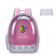 통기성 좋은 휴대용 앵무새 새 이동장 여행용 배낭형 야외 산책용 조류 케이지 백팩, 1개, 핑크 줄 미포함