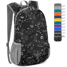 ZOMAKE 경량 패커블 백팩 20L 접이식 백팩 소형 데이팩 하이킹용 방수 데이 백 여행용, Starry Sky Print