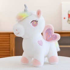 卡通天使獨角獸 毛絨玩具兒童節獎品禮品小馬玩偶 彩虹獨角獸公仔, 25cm, 粉紅色
