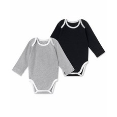 무신사 스탠다드 MUSINSA STANDARD KIDS 베이비 링거 바디수트 2팩 [블랙/멜란지 그레이] MKDUT0Z04-45 418570