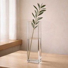 거실 테이블 사각화병 인테리어 생화 투명꽃병 장식 8x8x30cm