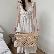 보리맘 민소매 체리 캉캉 롱 원피스 잠옷 임부복