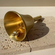 주물종 황동 손잡이 클래식 핸드벨 흔드는 알림 종소리, 1개, 무광 골드