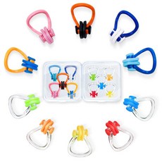 수영 노즈 클립 - 어린이 (만 7세 이상) 및 성인용 실리콘 수영 코 플러그 10팩 다이빙 수영 및 기타 수상 스포츠용 방수 수영장 노즈 플러그 보관 상자 포함 멀티 컬