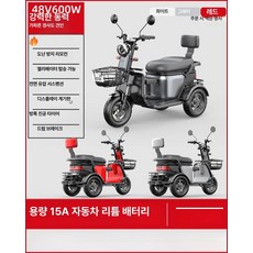 전기 삼륜차 어르신 전동 스쿠터 여성 세발 전기오토바이 농촌 마실용 출퇴근 48V 60V, 600W 48V15A 리튬배터리, 48V-60V