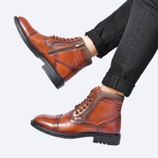 JS9806真皮布洛克高筒皮靴 英倫男士皮鞋/復古時尚/彈力/耐拉/個性