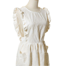 純棉刺繡圍裙, 白色, 均碼