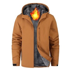 Buytop 남성용 방수 스키 스노우 재킷 플리스 안감 따뜻한 겨울 레인 재킷 후드 포함 다크 블루 XL