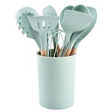 木柄矽膠廚具12件套 收納桶 烘焙用具, 1個