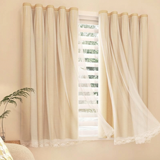 풀블라인드 프렌치 크림 더블 암막 커튼