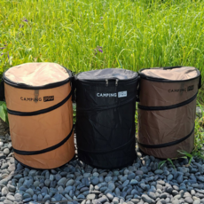 캠핑 소풍 쓰레기통 대용량 사이즈 빨래 간식 다용도 수납 봉투 집게 휴지통, 1개, 풀세트베이지(황토색)