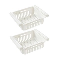 마녀의생활 냉장고 슬라이딩 선반 수납 냉동실 정리함 트레이 걸이 바구니, 1+1, 화이트, 1개