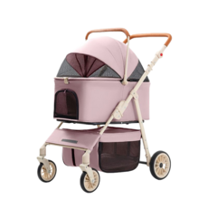 加大分離寵物推車 狗推車 貓推車 可分離推車 加大空間款 雙層加大空間 可折疊手推車 適用多毛孩家庭 貓狗推車 外出推車, T900-粉色, 1個