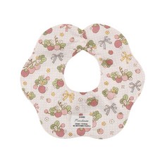 Mimichouse 圍嘴口水巾，六層棉紗布花瓣360度圍兜, 韓系口水巾粉格蝴蝶結, 1個, 粉格蝴蝶結