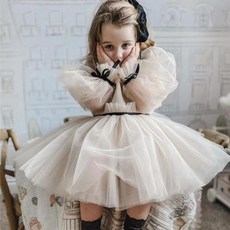 DIU 童裝網紗蓬蓬裙 女童純色公主裙小仙女連衣裙
