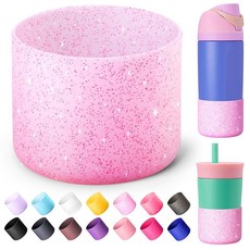 Diumepo Owala FreeSip 473.2ml(16온스) & 플립용 실리콘 부츠 396.9g(14온스) 단열 스테인리스 스틸 물병 미끄럼 방지 보호 슬리브 아동용 3, 글리터 핑크