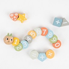 유아 감각발달 교구 숫자 18개 블록 애벌레 실꿰기, 1