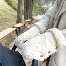 홍뚱 유모차장갑 핸드머프 똑딱이형, 1세트, 아이보리